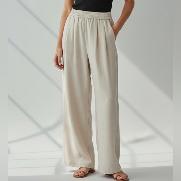 Topshop Pants - NWT Topshop Pleated Viscose Elastic Waist Wide Leg Pants w/Drawstring Size US 4